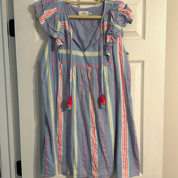 Vineyard Vines Linen/Tassel Dress L - Picture 1 of 2